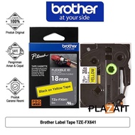 Brother Label Tape TZE-FX641 18mm x 8m Black on Yellow Flexible ID
