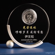 Heaven Crystal Silver Coin Staff Community Ornaments Memorize Retirement Glory Retirement Inlaid 9XE