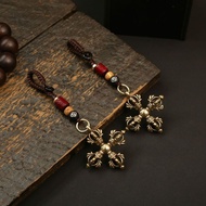 Alloy Keychain Vajra Cross Key Pure Copper Vajra Capricorn Magic Pestle Pendant Car Key Chain Pendan