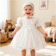 FSMKTZ  [Ready Stock] Baby Girl Princess Dress with Lace Flowers 0-4 Years Old L2313XZ