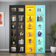 S/💖Ikea Iron Bookcase Storage Cabinet Home Display Cabinet Glass Door Simple Floor Children's Bookcase Living Room Sideb