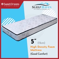 SLEEPHAVEN 5 INCH SINGLE/SUPER SINGLE HIGH DENSITY FOAM MATTRESS