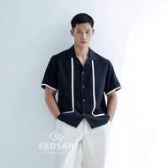 KEMEJA Men's Short Sleeve Shirt, Modern Outfit, Black, Comfortable to Wear - Greece Series Fadsan