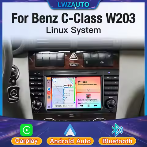 2025 Linux Wireless CarPlay For Mercedes Benz C-Class W203 2004-2007 7Inch GPSDSP Multimedia Player!