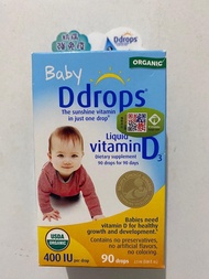 全新未拆封Baby Ddrops Liquid Vitamin D3 嬰兒維他命D3滴劑 ，400IU per drop，90 drops，2.5ml
