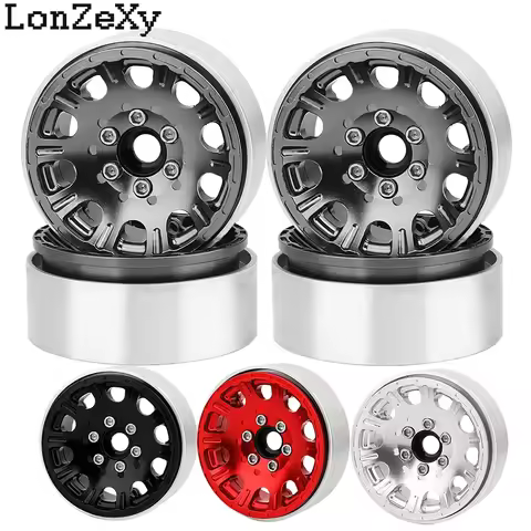 4pcs Metal Alloy Beadlock 1.9 inch 2.2 inch Wheel Rims Hubs for SCX10 Wraith 90048 TRX4 TRX6 1/10 RC