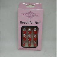MERAH RED false nails