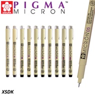 ปากกา Pigma Micron Sakura สีดำ หัวเข็ม หัวปลายตัด หัวพู่กัน