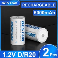 Beston D Size 2pcs Rechargeable Batteries Ni-MH 5000mAh D Cell Battery Long Lasting