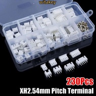 WITATA 230Pcs 2.54mm Pitch Terminal, Male And Female 2p 3p 4p 5pin Pin Connector,  4 Value Housing K