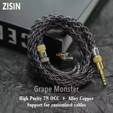 ZiSin -03 7NOCC+Alloy Copper IEM Cable With 2.5/3.5/4.4/6.35mm IE900 2PIN MMCX For Fiio Youth M5 Tru