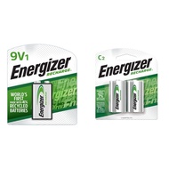 Energizer Rechargeable C Batteries, Recharge C Battery Precharged and Rechargeable 9V Battery Combo 
