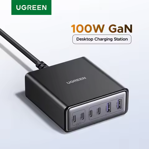 UGREEN 100W 65W GaN Charger 6 in 1 Desktop Laptop Fast Charger For iPhone 17 16 15 14 Pro Max Macboo