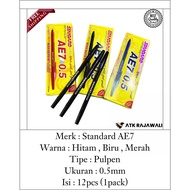 Pulpen AE7 Standard (1pack) Pulpen Warna HitamBiruMerah | Pen Ae7