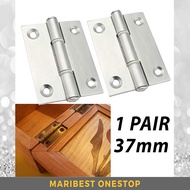 1 PAIR 37mm Stainless Steel Door Hinges Closet Drawer Jewelry Box Cabinet Butt Hinges
