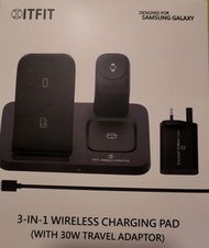 全新未開ITFIT 三合一無線充電板 (包括30W旅行充電器)，mtr交收