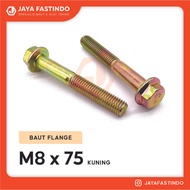 FLANGE BOLT M8x75 P1.25 / BAUT FLANGE M8x75 / BAUT TOPI M8x75 KUNING [KUNCI 12]