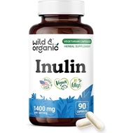 Wild & Organic Inulin Capsules 1400 mg - Digestive Support - 90 Count | Gut Support - Chicory Root I
