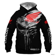 ✹卐 Hot-selling Honda HRC Motorcycle Racing Men's Fashion Casual Sweatshirt 3D Digital Print Men's and Women's Zip Hooded Jacket Top