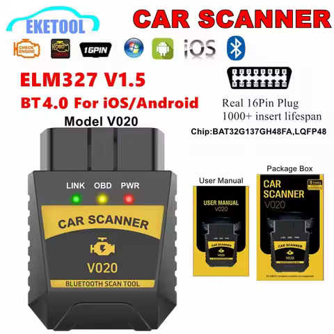 ELM327 V1.5 New V020 Bluetooth 4.0 For iOS/Android Car Coder Reader Engine Error OBDII Auto Diagnost