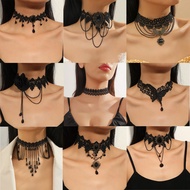 Black Necklace Lace Cutout Tassel Necklace