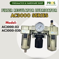 AC3000-03 | AC3000-03D 3/8"  Pneumatic Air Pressure Filter Regulator Lubricator (FRL) Water Separato