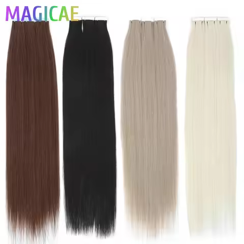 26Inch 20Pcs Black White P4/10/16 Tape In Straight Hair Extensions Blond SP12/16/613 High Temperatur