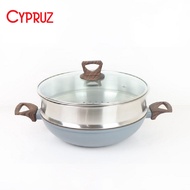 New!! FP-1230 Wok Pan 30cm | Non-stick Steamer Cauldron+Lid