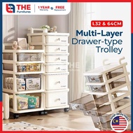 THE L32/64cm (4-8 Layers) Multipurpose Storage Trolley Rack Drawer Storage Cabinet With Wheels