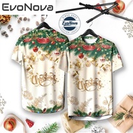 EvoNova 2025 Merry Christmas T-shirt Full Sublimation Microfiber Jersey Baju Christmas Santas Xmas H