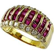 Size 19.5, men's size. 2.12ct ruby ​​and 0.55ct diamond ring. 18K gold, 7.1g. Pre-owned.