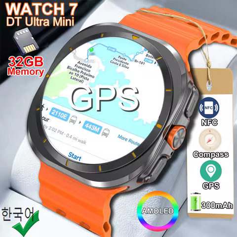 2025New DT Watch 7 Ultra Smart Watch 32GB Memory 3D Video Display Sports Watch GPS NFC Compass MP3 M