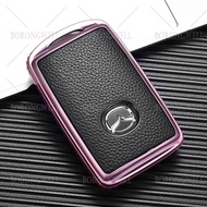 Soft TPU Leather Style Car Remote Key Fob Cover Case For Mazda 3 Alexa CX-30 CX30 CX5 CX 5 CX-5 CX8 CX4 2019 2020 2021 3 Buttons Key Shell Holder Keychain Accessories