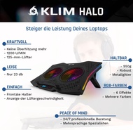 KLIM Halo RGB Laptop Cooling Pad - New 2023 - LCD Display Gaming Laptop Cooler - Quiet Laptop Stand 