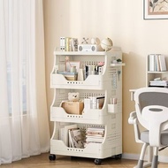 Foldable Mobile Book Storage Rack with Wheels, Multi-layer Pegboard Kids Books Organizer Cart