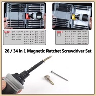 26 / 34 in 1 Magnetic Ratchet Screwdriver Set Portable Multi-Purpose Labor-Saving Screwdriver