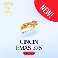 IDEAL Cincin 375 3 Layer V Padu Original Emas 375 Tulin Tulen Gold Ring Share Budget Bajet Merisik T