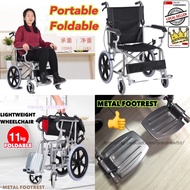 Wheelchair 11kg foldable lightweight strong metal footrest pushchair elderly patient portable durable waterproof cast