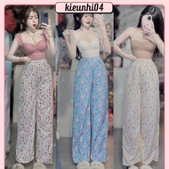 Fairy Tail Lace Robe Set + Rabbit Pattern Wide Leg Silk Pants - Women Women Top