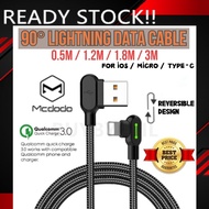 SHIP FROM KL MCDODO 100% Original 90 Degree Fast Charging iPhone / Micro Usb / Type-C Usb Cable for 