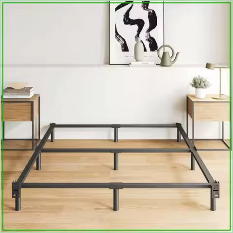 7 Inch King Size Bed Frame, Heavy Duty Steel, 9 Legs, Noise-Free, Easy Assembly, Black