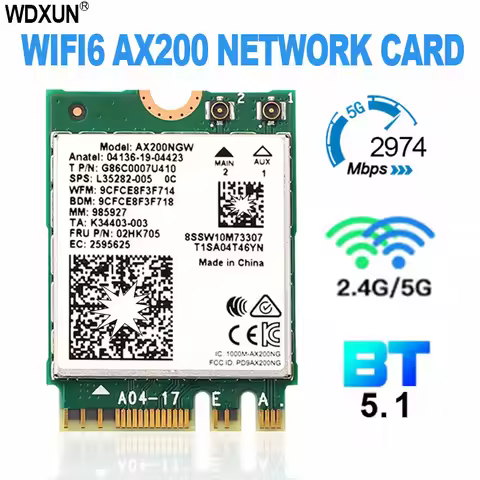 Dual Band 2.4Gbps 5Gbps For Wi-Fi AX200NGW 802.11ax / acWifi AX200 200nbgw WiFi NGFF M.2 Bluetooth 5