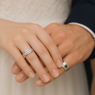 Romantic Palladium Couple Ring - Custom Exclusive Name