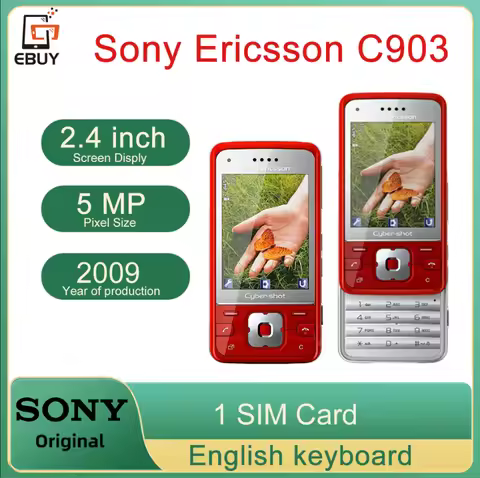 Original Sony Ericsson C903 GSM 2G 3G Slider Mobile Cell Phone 2.4'' 5MP Camera Bluetooth FM Radio U