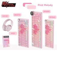 Royal Kludge RK R65 R75 N99 Pink Melody RGB Mechanical Keyboard With Knob And Keyboard Headset Numer