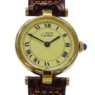 Cartier 手錶 女士品牌 Must Vendome Vermeil 石英 QZ 925 皮革
