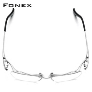 FONEX Titanium Bingkai Lelaki Lelaki 2022 Baru Semi Rimless Square Cermin Mata Separuh Bingkai Optik