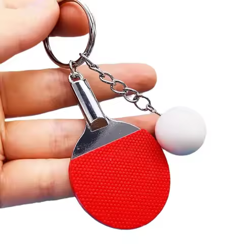 New Cute Table Tennis Racket Pendants Souvenir Table Tennis Ball Key Chain Ball Sports Fans Key Ring