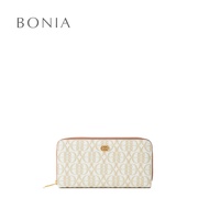 Bonia Brown La Luna Monogram Long Zipper Wallet