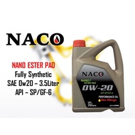 NACO - 0w20 3.5L Fully Synthetic Engine Oil API-SP/GF-6 Car Lubricant 0w-20 3.5Litre Minyak Hitam En